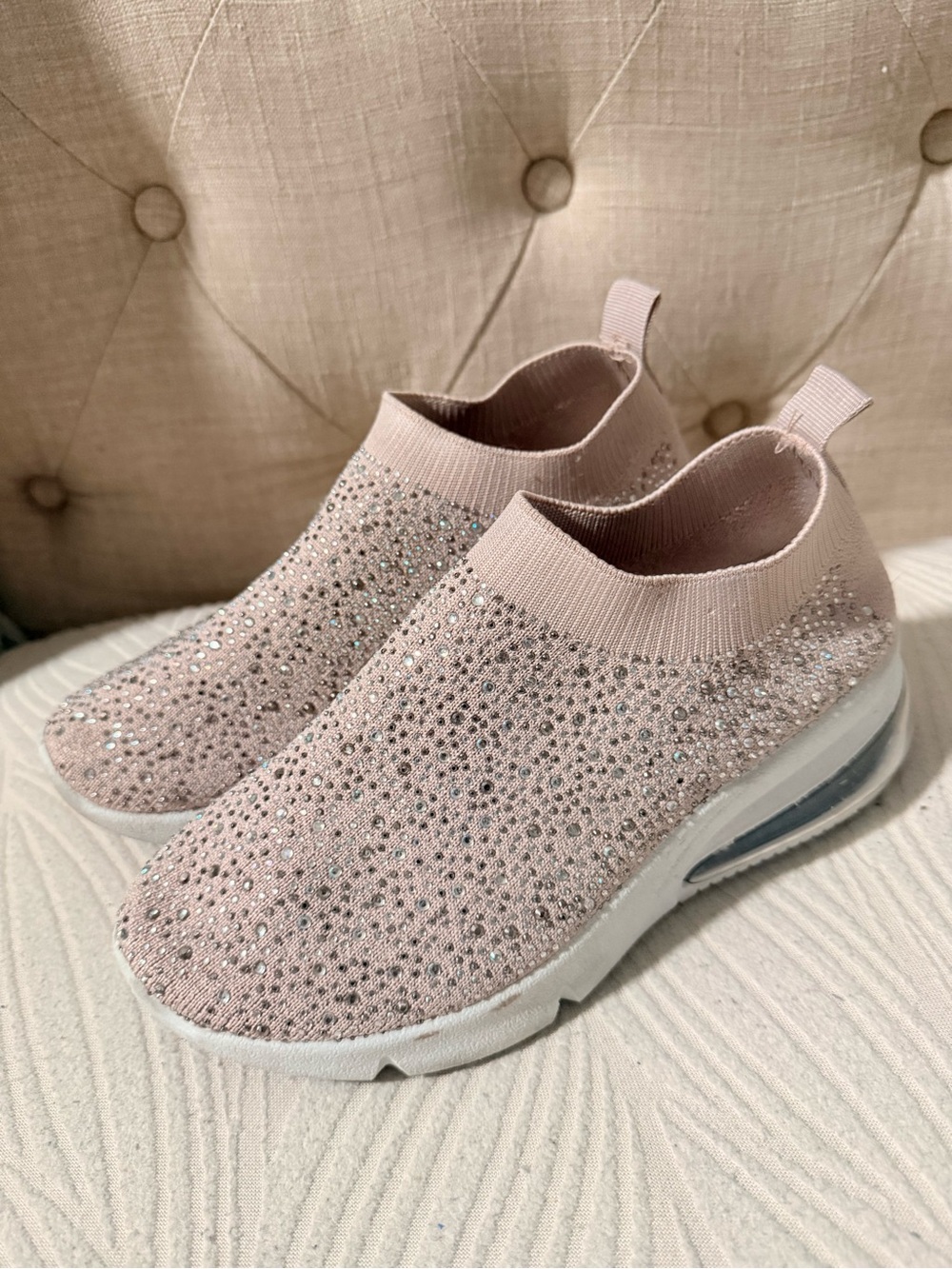 Sparkling Blush Knit Slip-On Sneakers